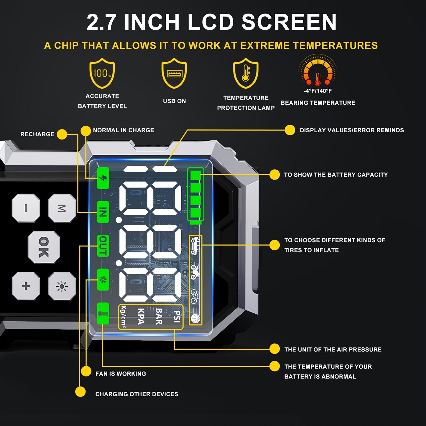 Galingas Starteris su Oro Kompresoriumi, 9000A, 12V